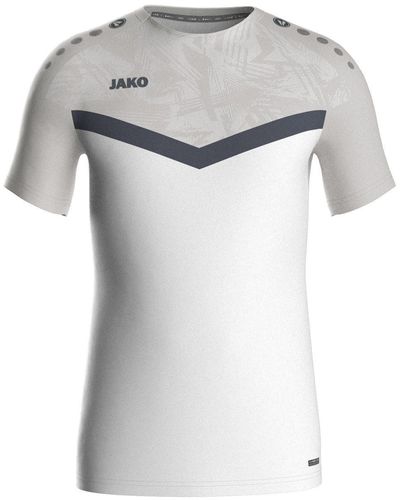 JAKÒ Kurzarmshirt T-Shirt Iconic weiß/soft grey/anthra light - Grau