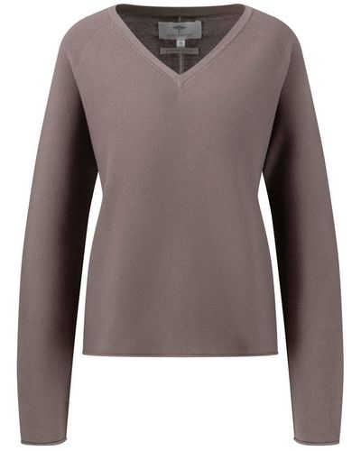 Fynch-Hatton Sweatshirt V-NECK FINE COTTON - Braun
