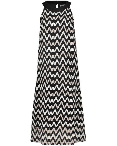 BETTY&CO Sommerkleid Kleid Lang ohne Arm, Black/Cream - Weiß