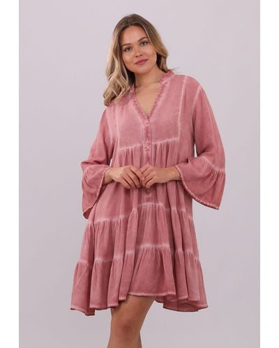 YC Fashion & Style "Vintage Rosa Fließendes Tunikakleid aus 100% Viskose" Boho - Pink