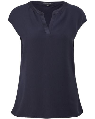Comma, T-Shirt Basic mit Tunika-Ausschnitt - Blau