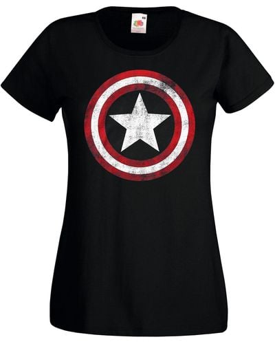 Youth Designz T- Vintage America Shirt mit trendigen Frontprint - Schwarz