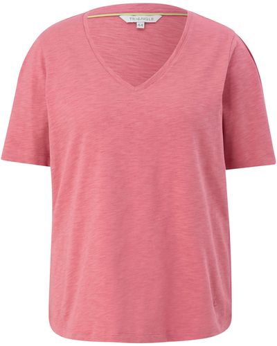 Triangle Slub jersey T-shirt In groß Größen - Pink