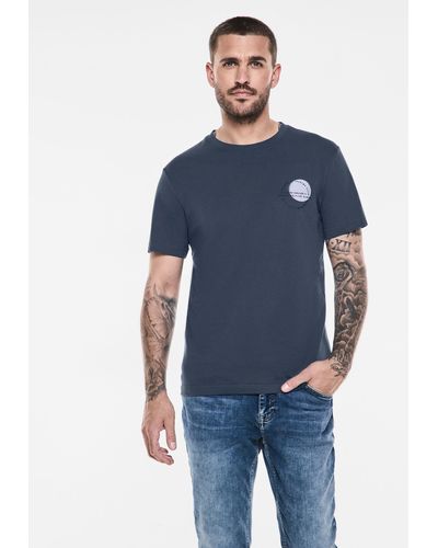 Street One Men T-Shirt aus reiner Baumwolle - Blau
