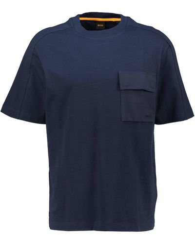 BOSS T-Shirt POCKET CARGO (1-tlg) - Blau