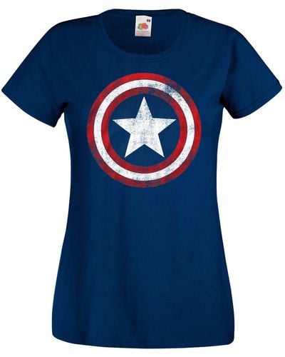 Youth Designz T- Vintage America Shirt mit trendigen Frontprint - Blau