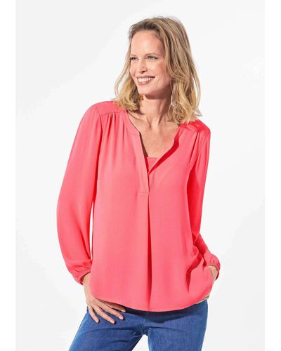 Goldner Kurzgröße: Bluse mit Tunika Ausschnitt - Pink