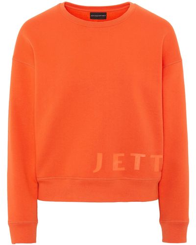 Jette Sport Sweatshirt mit farblich abgestimmten Logo über dem Saum - Orange