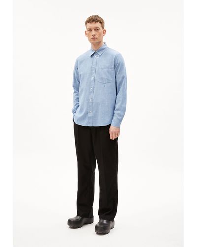 ARMEDANGELS Langarmhemd VAASO Hemd Relaxed Fit aus Bio-Baumwolle (1-tlg) empty - Blau