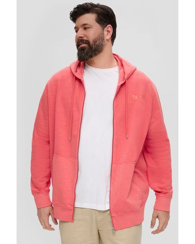 S.oliver Allwetterjacke Sweatshirtjacke mit und Kapuze Garment Dye - Rot