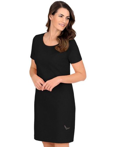 Trigema Jerseykleid Halbarm Kleid mit Kristallsteinen (1-tlg) - Schwarz