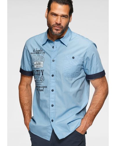 Man's World Man's World Kurzarmhemd mit Print - Blau