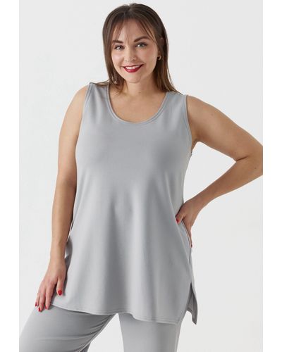 Kekoo Shirttop Top Basic A-Linie aus weicher Viskose mit Elasthan 'Essential' - Grau
