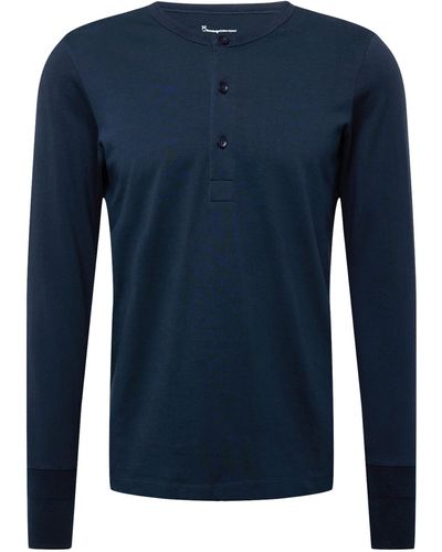 Knowledge Cotton Langarmshirt (1-tlg) - Blau