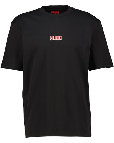 HUGO T-Shirt DIQUITEE Relaxed Fit Kurzarm (1-tlg) - Schwarz