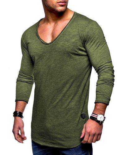 behype Langarmshirt NUKE L/S mit V-Ausschnitt - Grün
