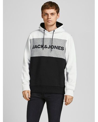Jack & Jones Warmer Logo Print Hoodie Sweater Pullover JJELOGO 4416 in Weiß