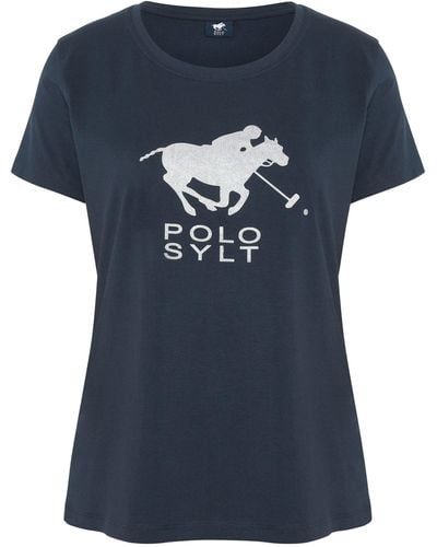 Polo Sylt Print-Shirt mit Glitter-Logo - Blau