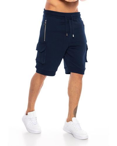 Redbridge Sweatshorts Red Bridge Kurze Hose Cargo Sport Shorts Taschen mit Reißverschluss - Blau