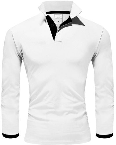 REPUBLIX Poloshirt LEX Basic Langarm Kontrast Polo Hemd - Weiß