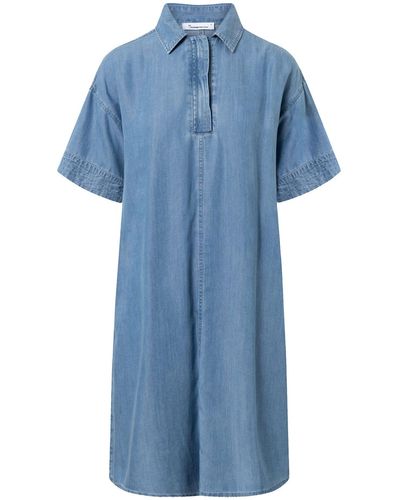 Knowledge Cotton Sommerkleid A-Shape denim dress - Blau