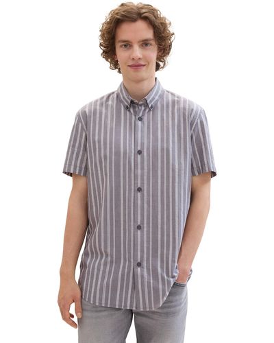 Tom Tailor Kurzarmhemd mit Streifenmuster - Grau