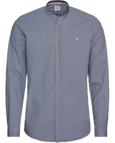 Pure Trachtenhemd Stehkragen-Hemd - Blau