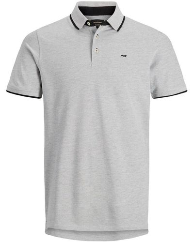 Jack & Jones Poloshirt Polo Shirt JJEPAULOS Sommer Hemd Kragen Pique Cotton (1-tlg) 3613 in Grau-2