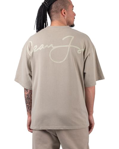 Sean John T-Shirt Script Logo Backprint Peached Tee - Grau