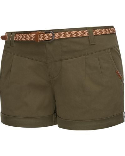 Ragwear Shorts Heaven B (2-tlg) leichte Hotpants mit hochwertigem Flechtgürtel - Grün