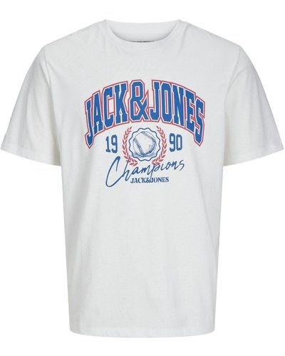Jack & Jones & - T-Shirt JorPalms Regular-Fit Basic - Weiß