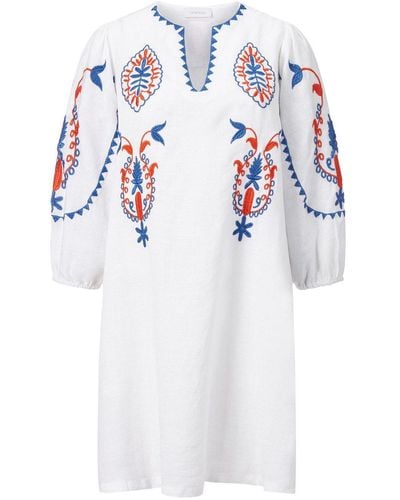 Rich & Royal Sommerkleid embroidery mini dress, azzure blue - Weiß