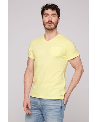 Camp David V-Shirt aus Baumwolle - Gelb