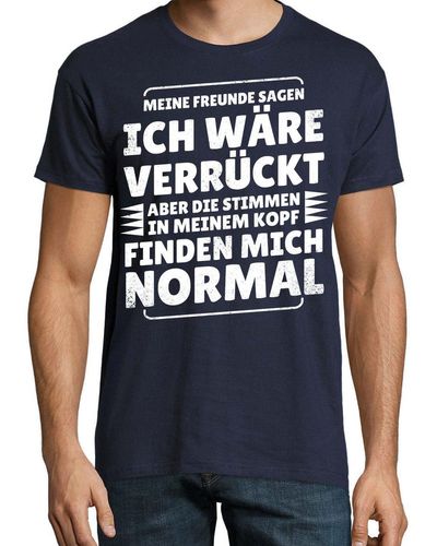Youth Designz Print- Verrückt Normal T-Shirt mit lustigen Spruch - Blau