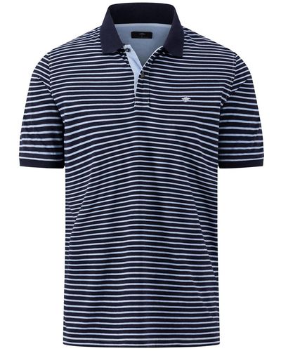 Fynch-Hatton Poloshirt Polo Jersey Striped, Washed - Blau