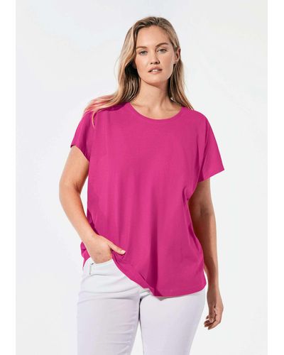 Goldner T- Shirt mit Rundhalsausschnitt (CURVY) - Pink