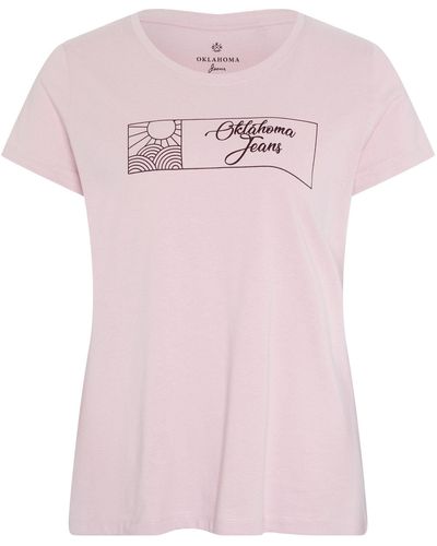 Oklahoma Jeans Print-Shirt mit Sonnenprint und Logo - Pink