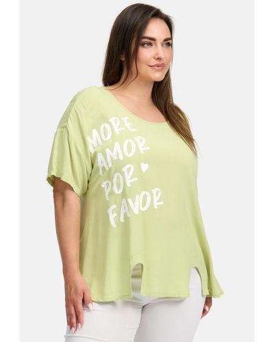 Kekoo Tunikashirt Luftiges A-Linie Shirt aus Baumwollviskose 'Amor' - Grün