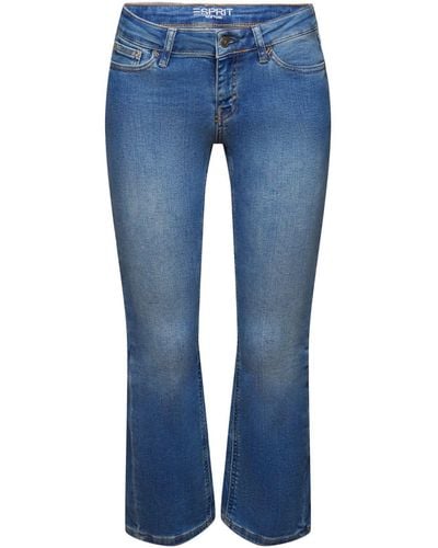 Esprit 7/8- Tiefsitzende Jeans mit ausgestelltem Cropped-Bein - Blau