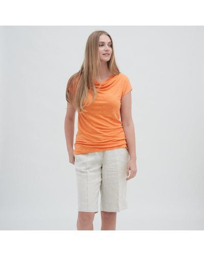Living Crafts T-Shirt GILKA Raffiniert verspielter Wasserfallausschnitt - Orange
