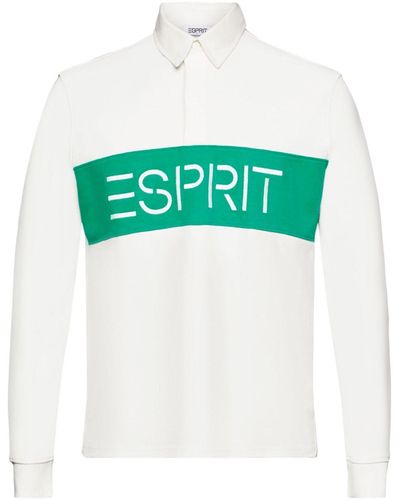 Esprit Langarm-Poloshirt Jersey-Rugbyshirt mit Logo - Grün