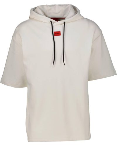 HUGO Sweatshirt Hoodie DRESLEY232 Kurzarm (1-tlg) - Weiß