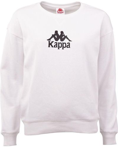 Kappa Rundhalspullover Sweatshirt mit Frontlogo - Weiß