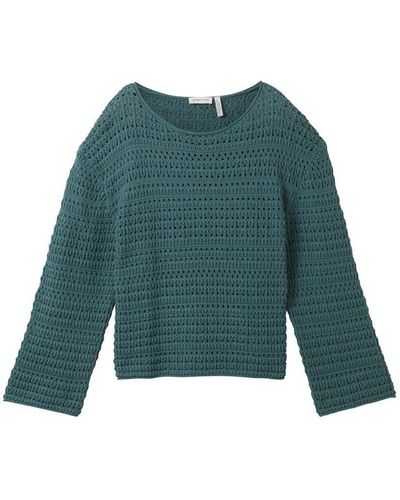 Tom Tailor Sweatshirt knit pullover structured, Sea Pine Green - Grün