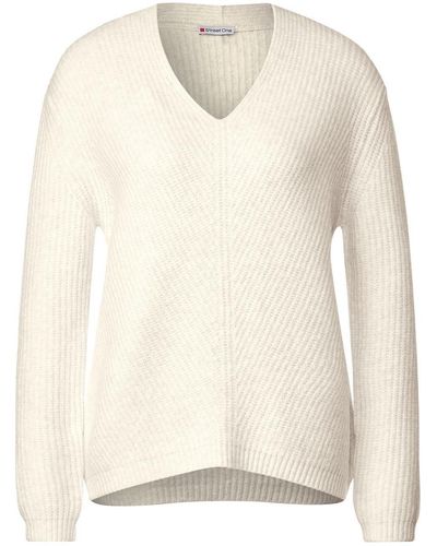 Street One Sweatshirt LTD QR v-neck sweater - Weiß