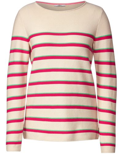 Cecil Sweatshirt Pullover mit Streifenmuster - Pink
