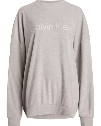 Calvin Klein L/S SWEATSHIRT mit Logoprägung auf der Brust - Grau