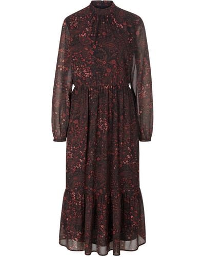Madeleine Maxikleid Langarm-Kleid mit Unikat-Print - Braun