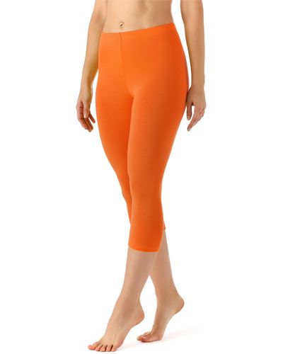Merry Style Leggings Caprihose 3/4 Hose MS10-144 (1-tlg) aus Viskose, elastischer Bund - Orange