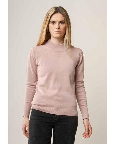 Mela Strickpullover Feinstrick-Pullover SADA Rippbündchen - Pink